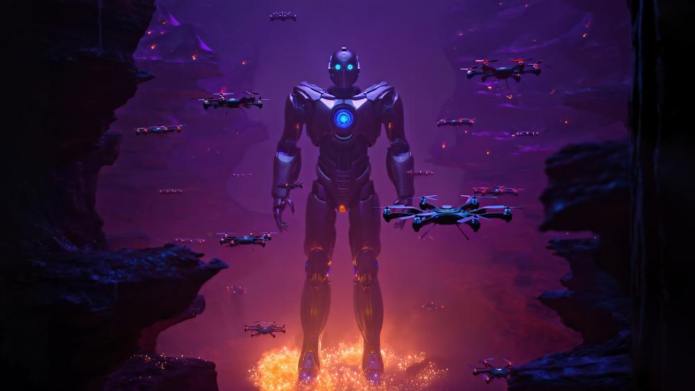 Futuristic Guardian in a Sci-Fi Realm wallpaper