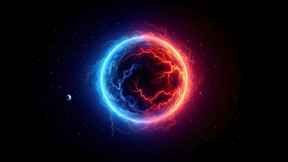 Dual Forces Intergalactic Sphere 8K Wallpaper wallpaper