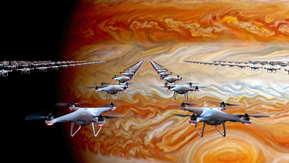 Drones in Orbit: A Sci-Fi Vision wallpaper