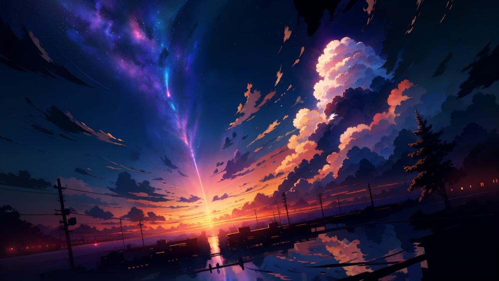 Anime Dreamscape at Nightfall wallpaper