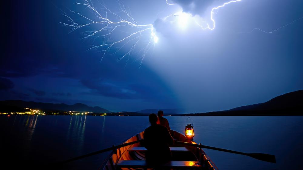 Lightning Voyage in a Mystical Night wallpaper