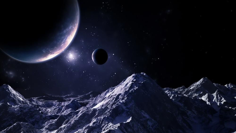Mountain of Stars in Space Fantasy Realm wallpaper