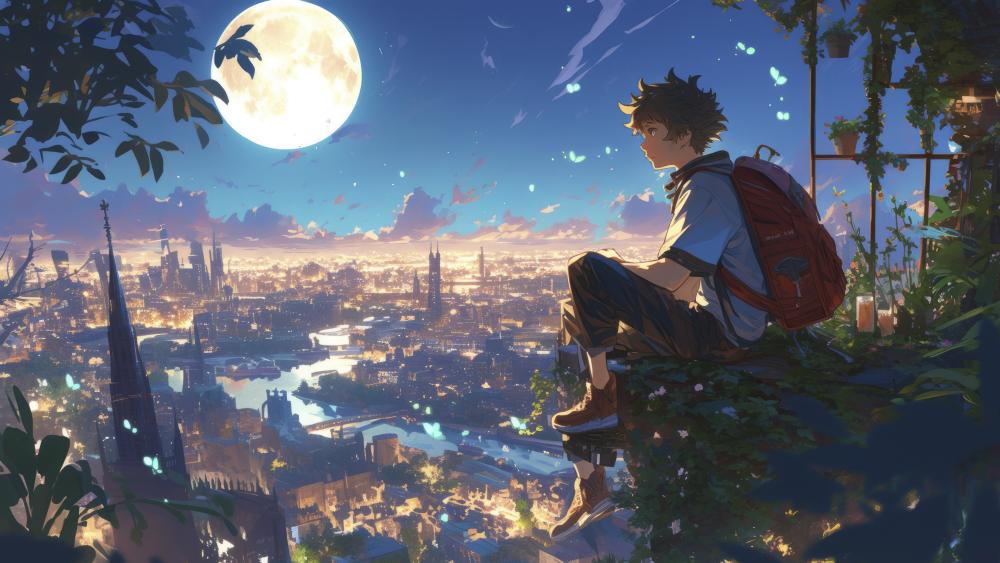 Moonlit Solitude in the Cityscape wallpaper