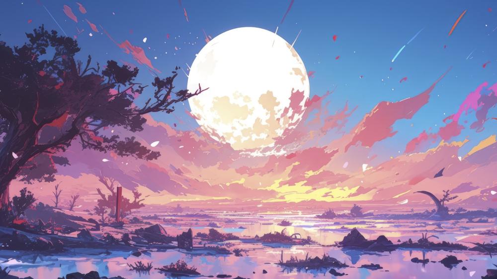 Supermoon Serenity in Anime Style wallpaper