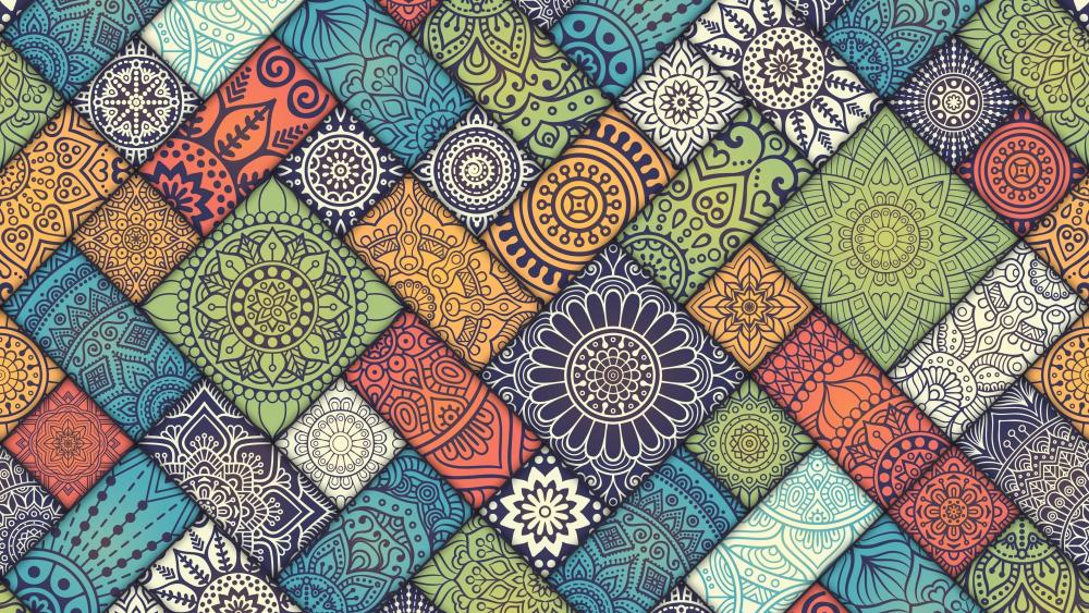 Intricate Mandala Mosaic in Vibrant Colors wallpaper