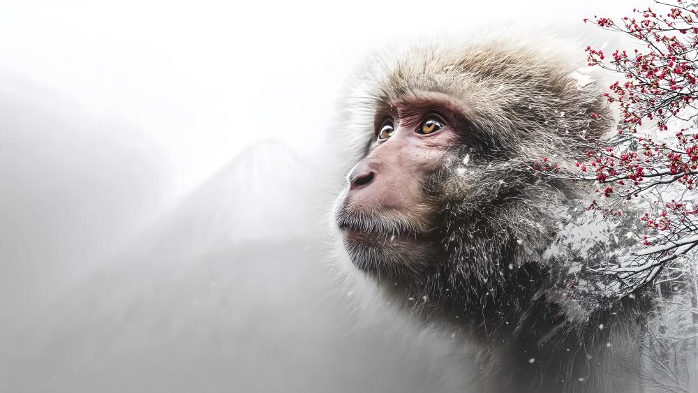Snow Monkey's Gaze wallpaper