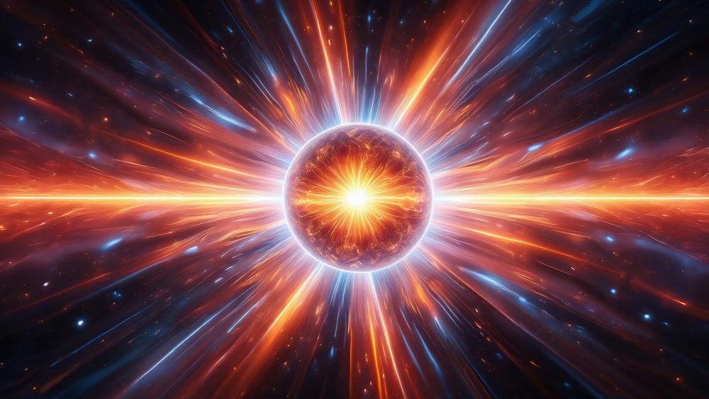 Pulsating Cosmic Lightburst in Deep Space wallpaper