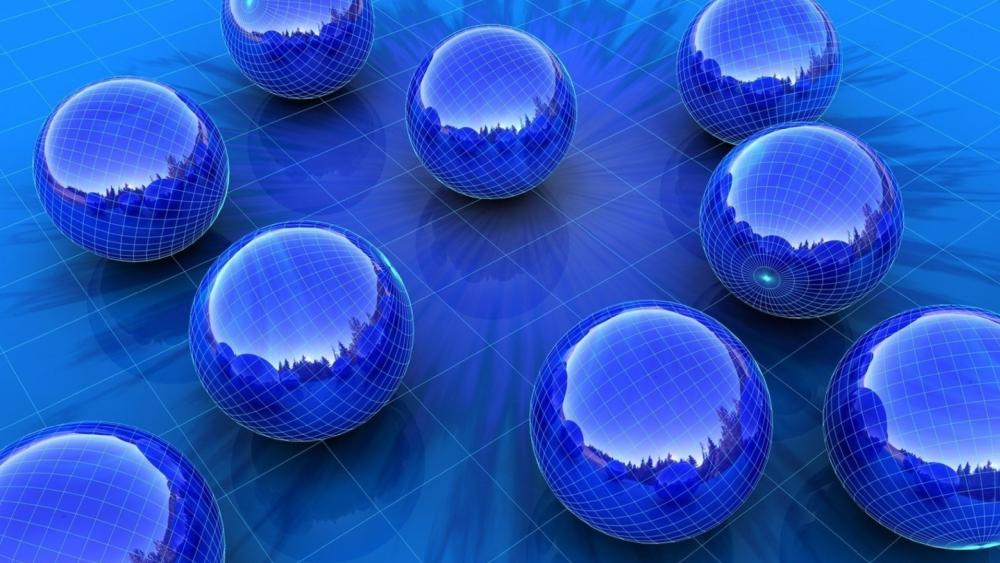 Spherical Symphony A Dance of Blue wallpaper