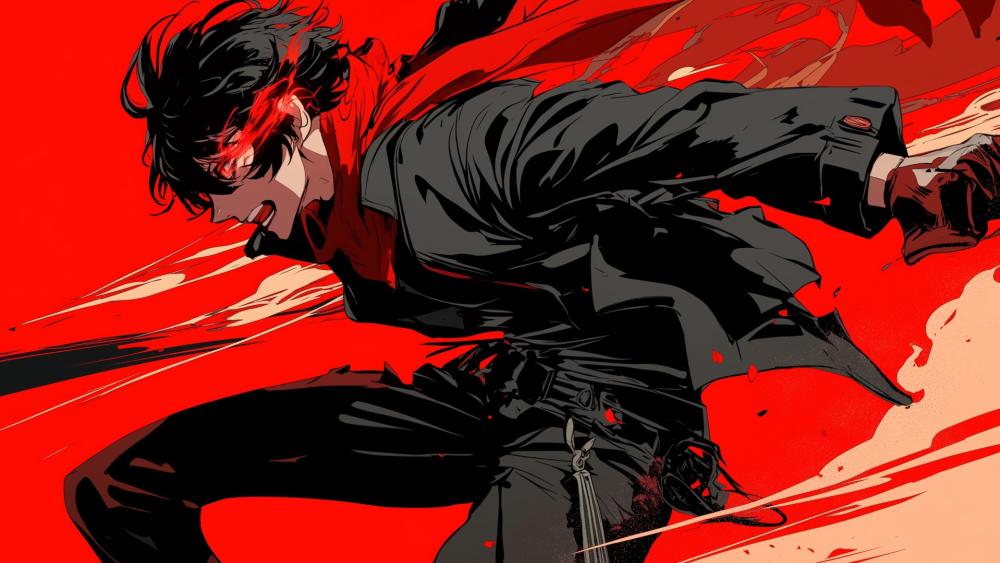 Samurai Fury in a Fiery Realm wallpaper