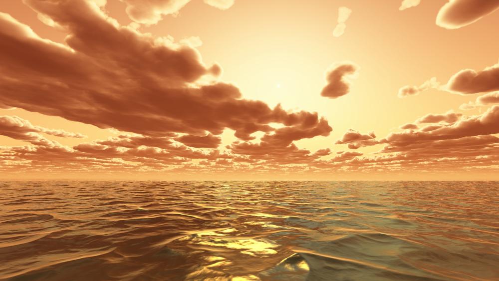 Golden Sunset Over Tranquil Ocean Horizons wallpaper