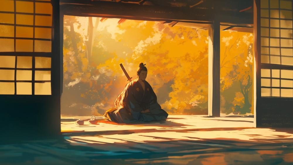 Tranquil Contemplation of the Samurai wallpaper