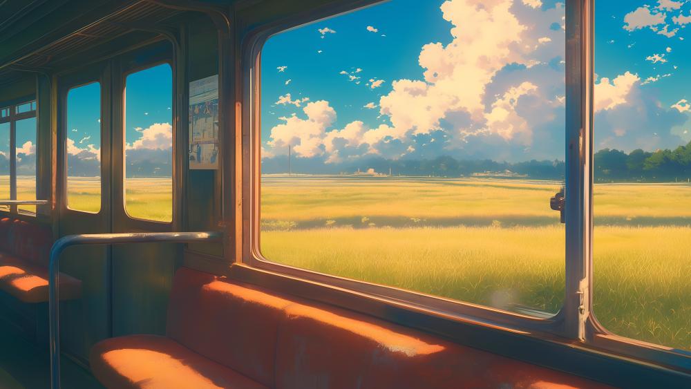Anime Journey Through a Serene Countryside wallpaper