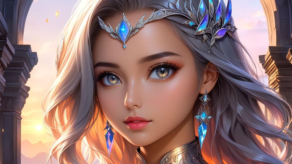 Silver Elegance: Enchanting Anime Beauty with Silver Hair wallpaper