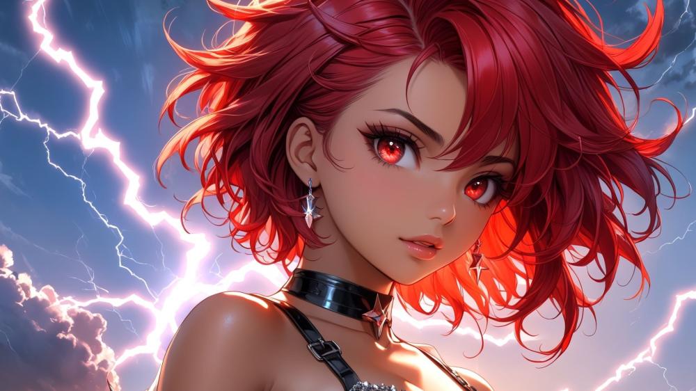 Radiant Beauty Amidst Electric Storm wallpaper