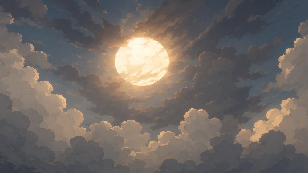 Luminous Celestial Dreamscape in Anime Art wallpaper