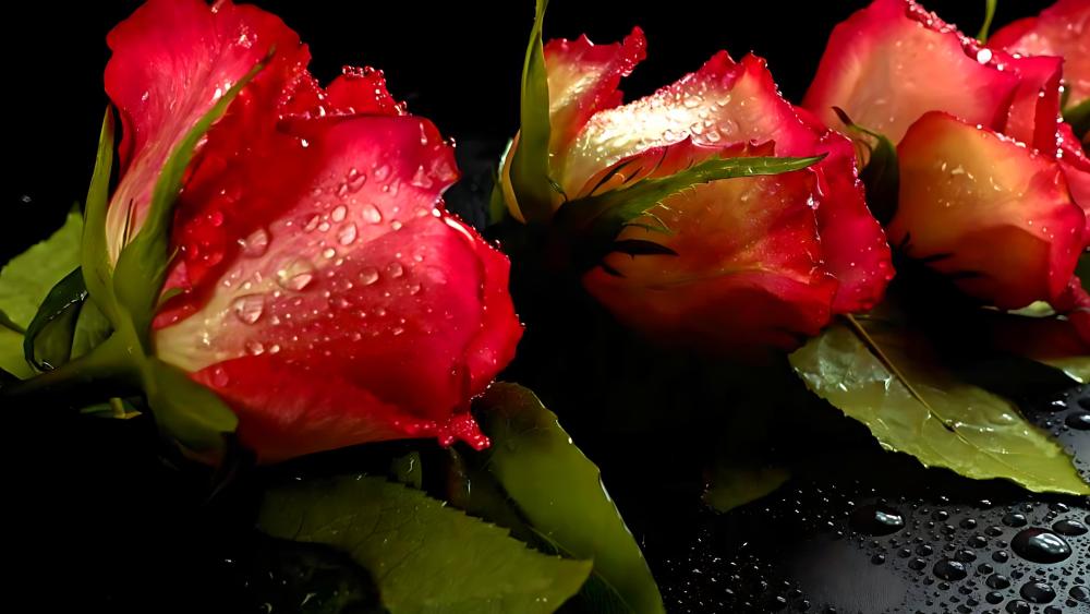 Velvety Crimson Petals Elegance in Bloom wallpaper