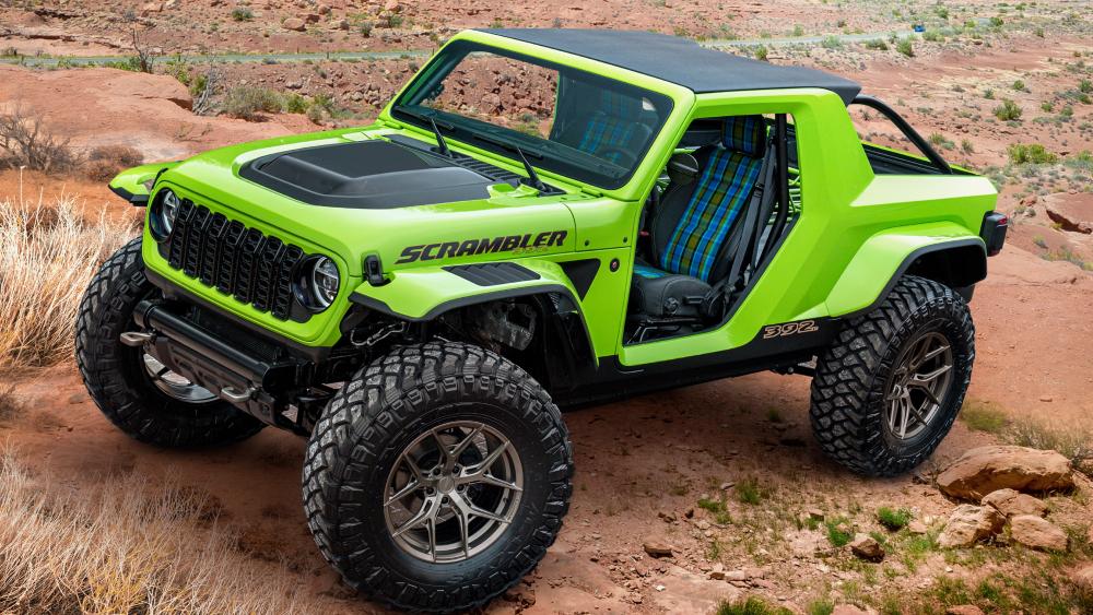 Jeep Wrangler Adventure in Vibrant Green wallpaper