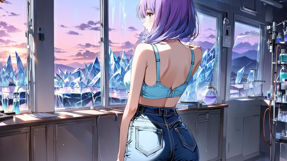 Anime Serenity in a Science Lab Setting wallpaper