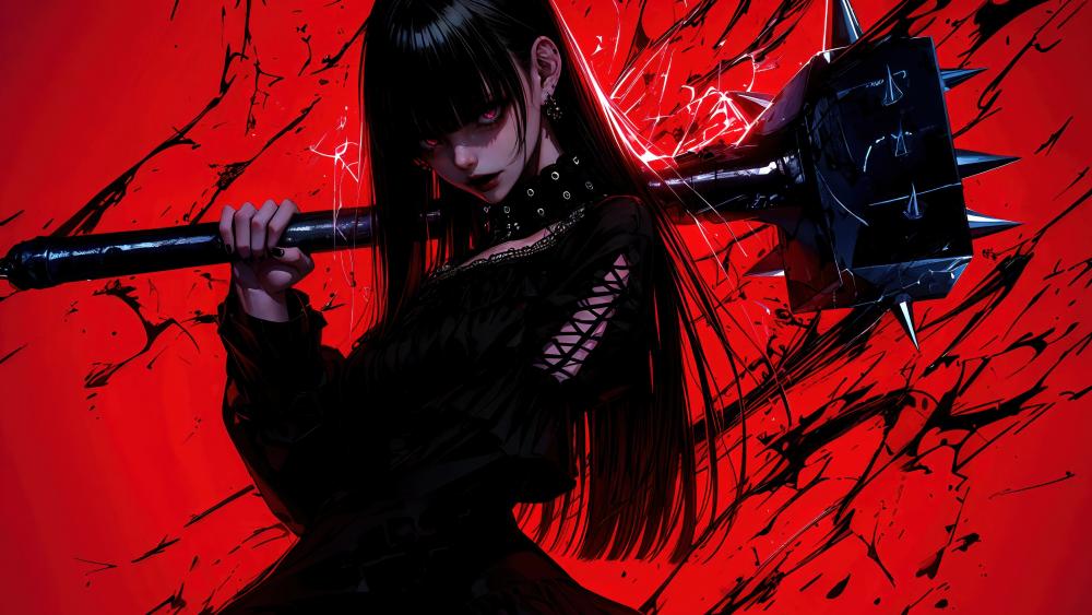 Gothic Warrior in a Dark Anime World wallpaper