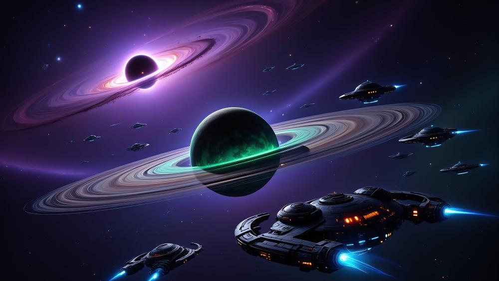 Twin Planets Odyssey in a Futuristic Space Realm wallpaper