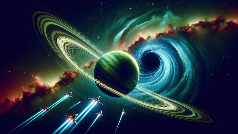 Hungry Black Hole Devours the Cosmos wallpaper