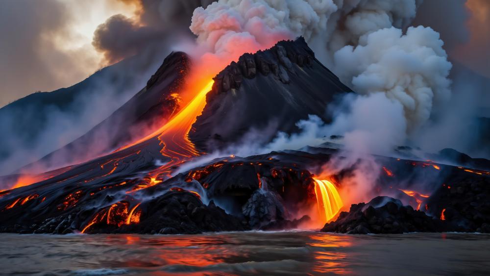 Streaming Volcano's Fiery Fury Unleashed in Stunning 5K Detail wallpaper