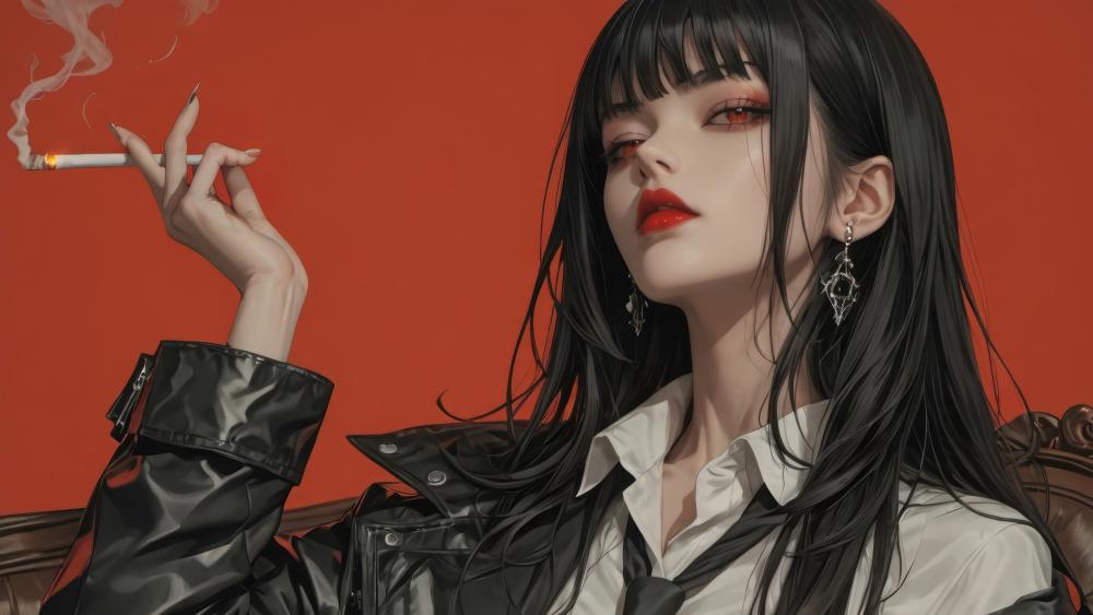 Smoking Mystery in Crimson Fantasy wallpaper