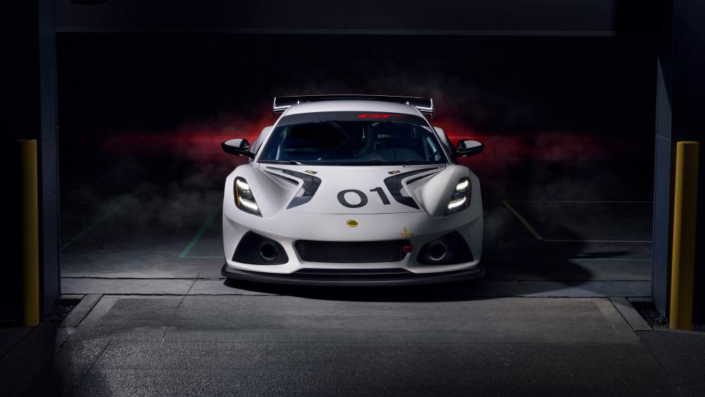 Lotus Emira GT4 Front View at Night wallpaper