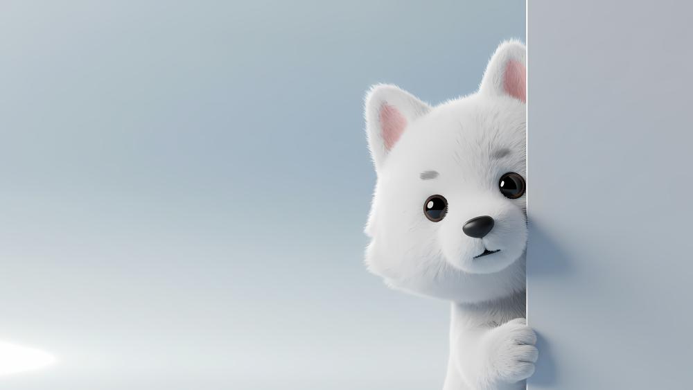 Adorable Peekaboo Samoyed Puppy in 4K AI Art wallpaper