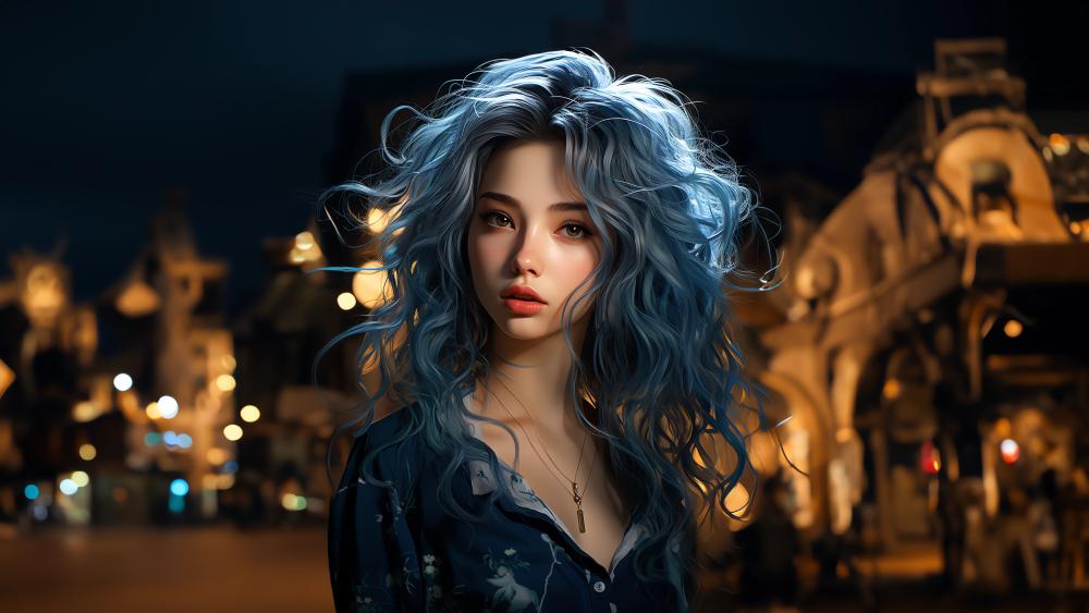 Enigmatic Curly Elegance in AI Art wallpaper