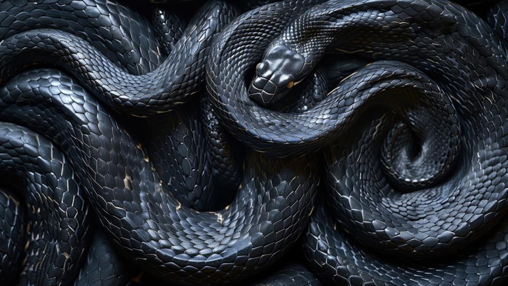 Enigmatic Black Snake Coils wallpaper
