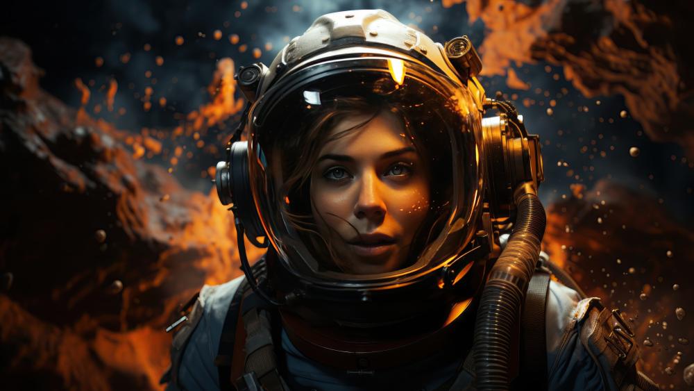 Astronaut's Journey Through Cosmic Realms wallpaper