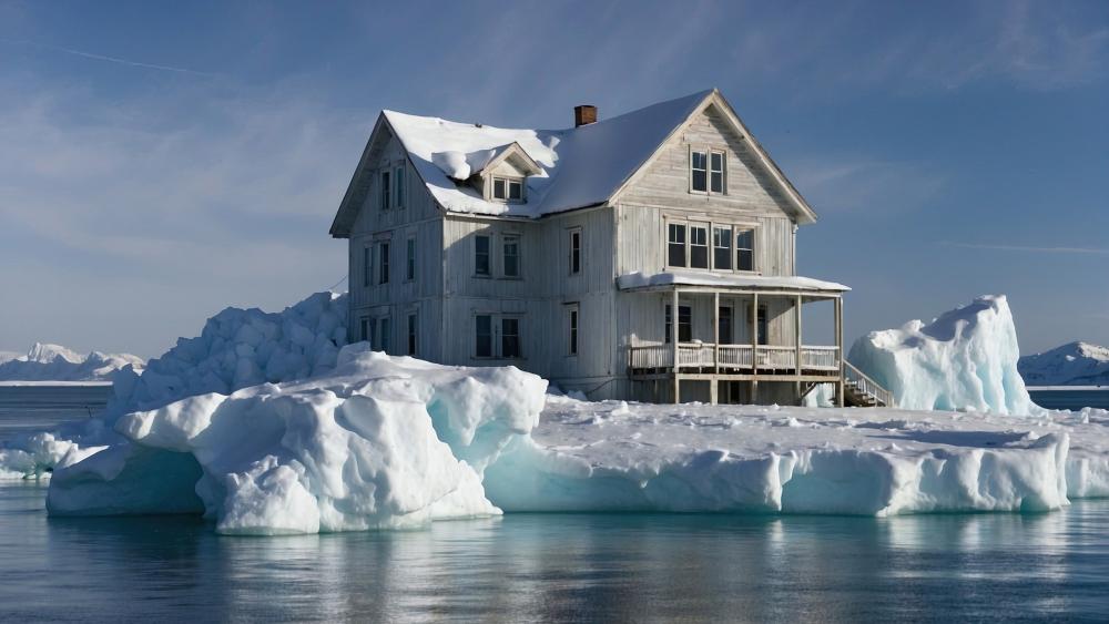 Wintery Escape An Icy Cottage Sanctuary in 4K Clarity wallpaper