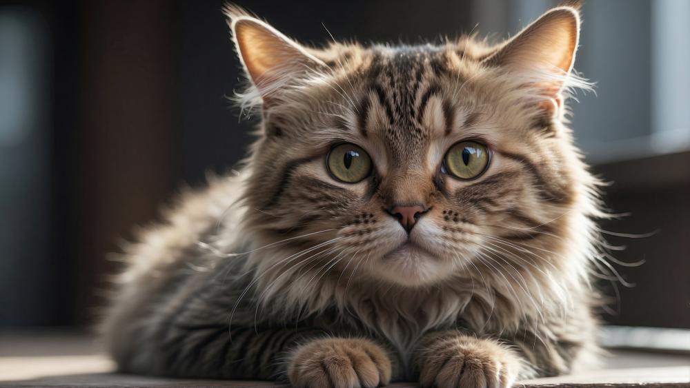 Gentle Gaze of a Grey Feline wallpaper