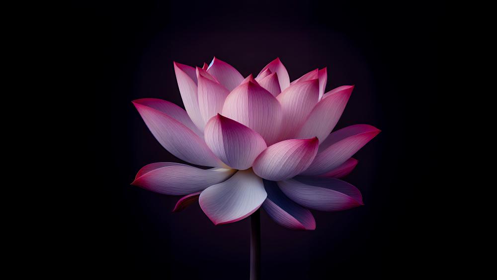 Pink Lotus Blossom on a Black Canvas wallpaper