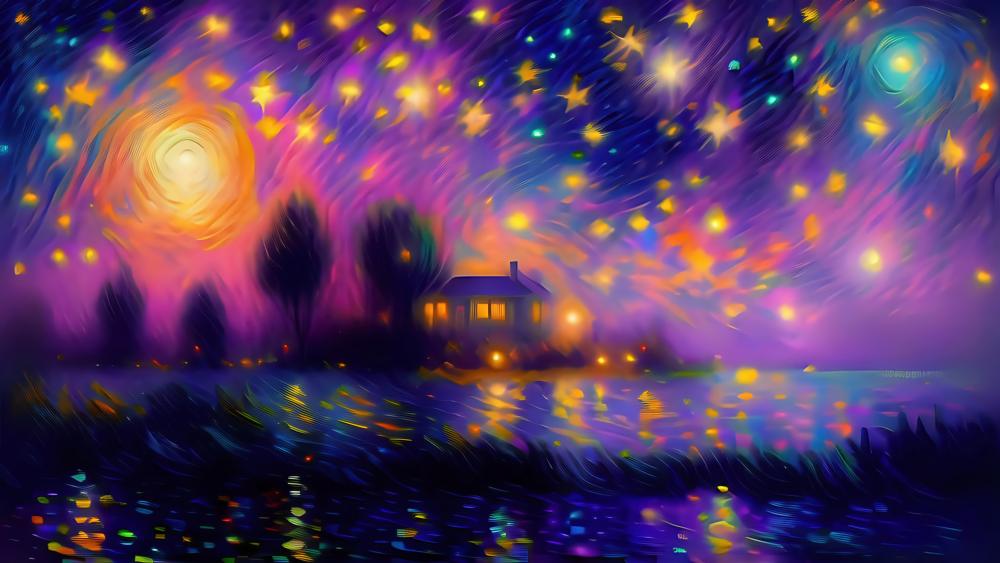 Surreal Stars and Whirling Skies wallpaper