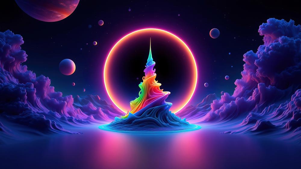 Rainbow Enigma in Celestial Glow wallpaper
