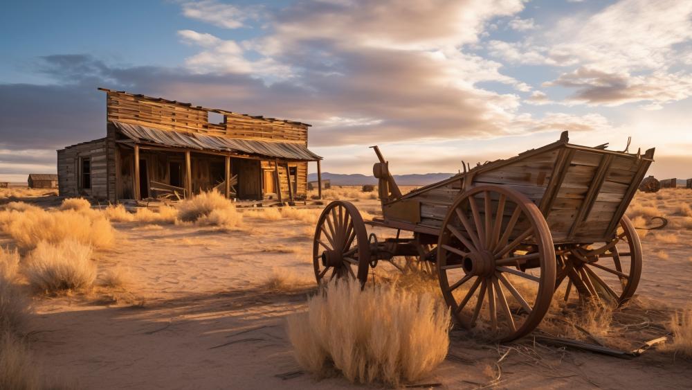 Deserted Frontier Shack at Dusk wallpaper