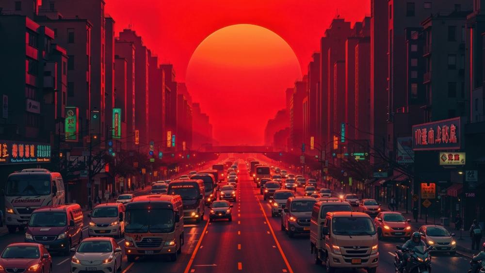 Highway at Dusk An AI Art Masterpiece wallpaper