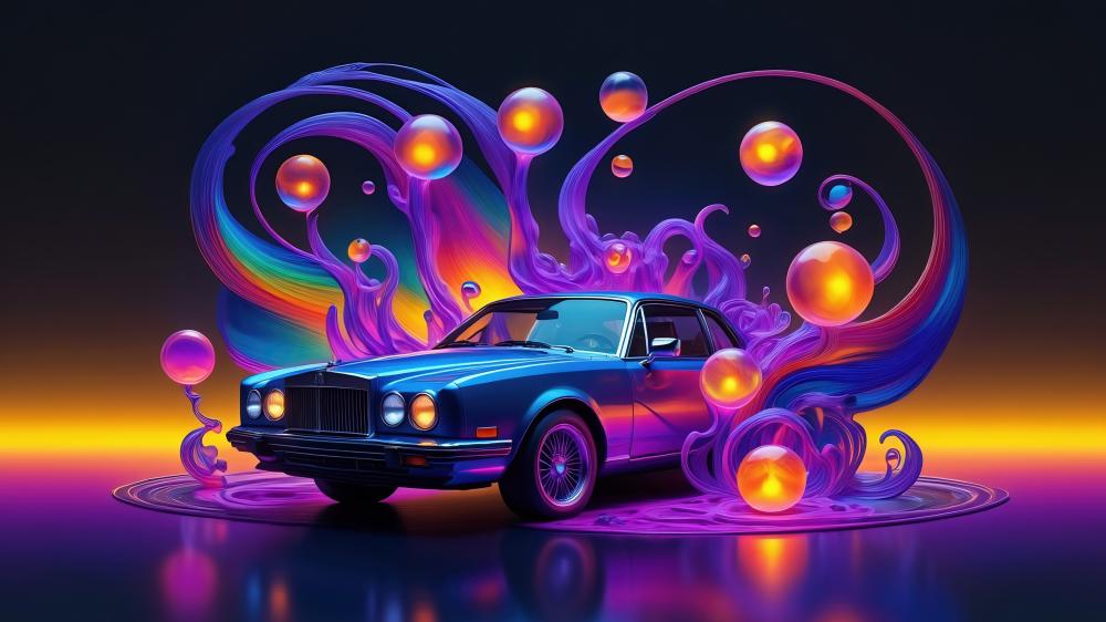 Retro Elegance in a Psychedelic Dreamscape wallpaper