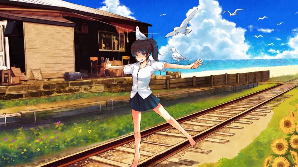 Tranquil Day by the Seaside Tracks wallpaper