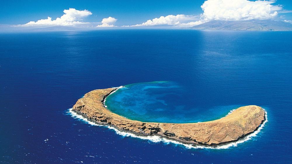 Molokini Crater Blue Serenity from Above wallpaper