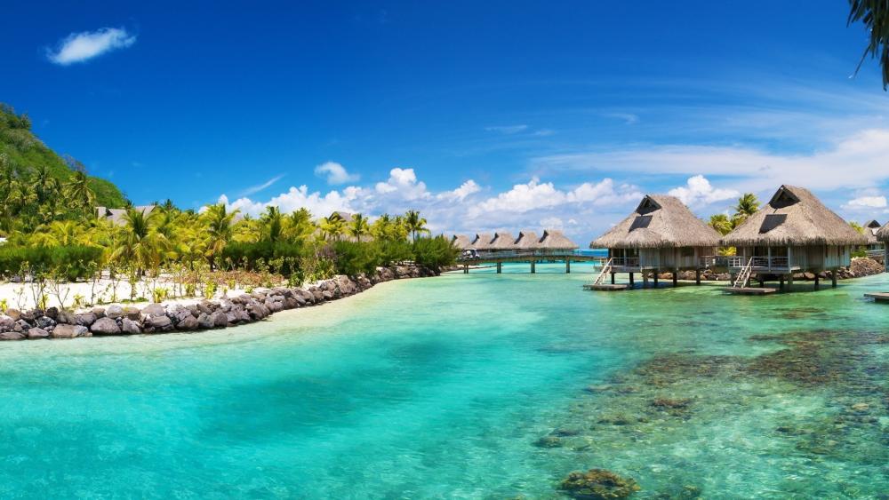 Bora Bora Paradise Escape: Overwater Bungalows Blissful Retreat wallpaper