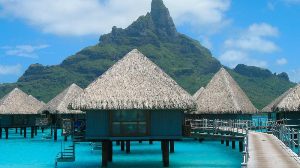 Overwater Bungalows in Paradise wallpaper