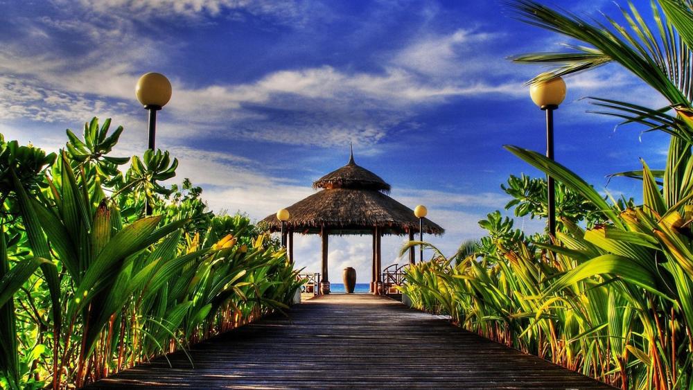 Tropical Serenity at Gazebo Boardwalk wallpaper