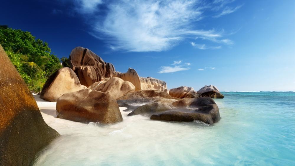 Seychelles Paradise Tranquility by the Sea wallpaper