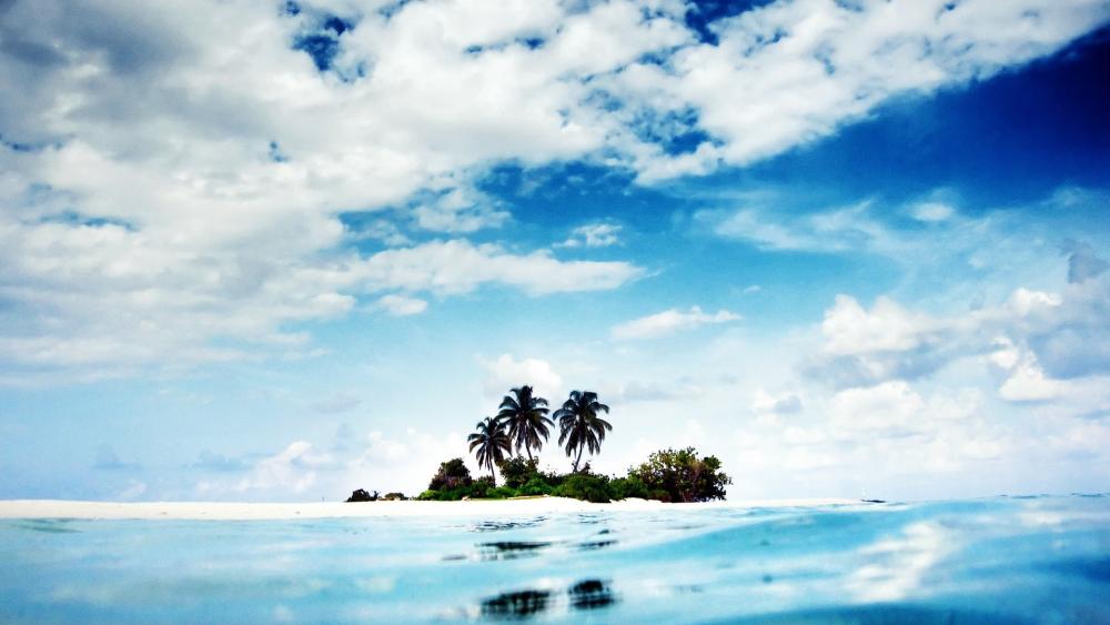 Island Oasis Under Azure Skies wallpaper