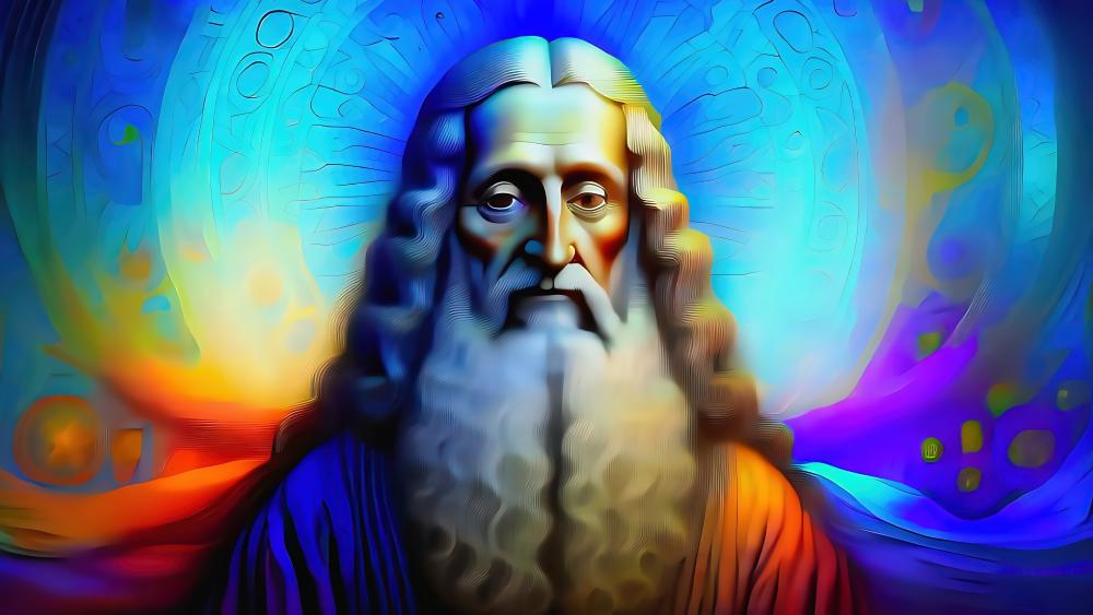 Ancient Wisdom in Vivid Hues wallpaper