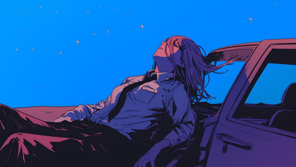 Stargazing Serenity Anime Art in 4K wallpaper