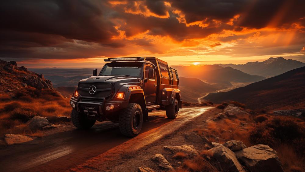 Mercedes-Benz Off-Road Adventure at Sunset wallpaper